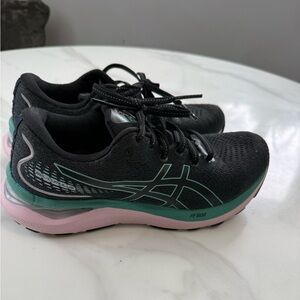 ASICS Women's Black and Teal Athletic Shoes
